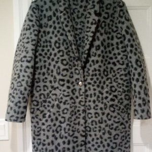 Michael Michael Kors Grey Leopard Print Jacket/Short Coat Size L